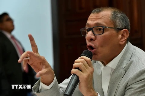  Phó Tổng thống Ecuador Jorge Glas tại cuộc họp báo ở Quito ngày 29/9. (Nguồn: AFP/TTXVN)