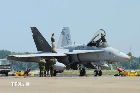 Máy bay F/A-18 của quân đội Mỹ. (Nguồn: Kyodo/TTXVN)