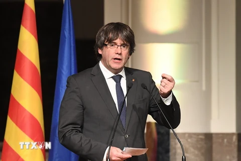 Thủ hiến bị phế truất vùng Catal​onia Carles Puigdemont tại Brussels (Bỉ) ngày 7/11. (Nguồn: AFP/TTXVN)