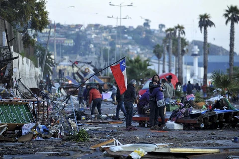Cảnh đổ nát sau một động đất ở Chile. (Nguồn: AP)