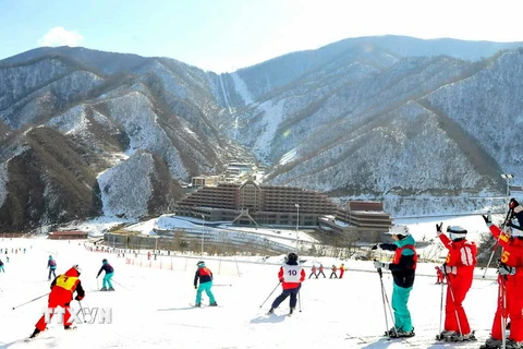 Khu nghỉ dưỡng trượt tuyết Masikryong - nơi Hàn Quốc và Triều Tiên tiến hành đợt huấn luyện chung chuẩn bị cho Olympic mùa Đông Pyeongchang. (Nguồn: Yonhap/TTXVN)