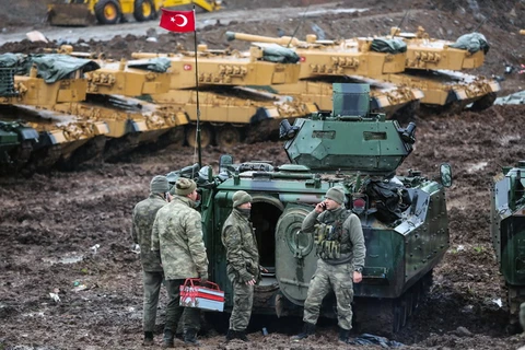 Binh sỹ Thổ Nhĩ Kỳ triển khai tại Hatay, khu vực biên giới với Syria. (Nguồn: THX/TTXVN)