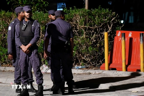 Lực lượng an ninh gác tại Male, Maldives. (nguồn: AFP/TTXVN)