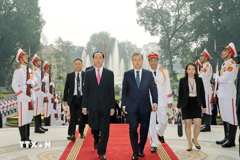 Lễ đón chính thức Tổng thống Hàn Quốc và Phu nhân thăm cấp Nhà nước