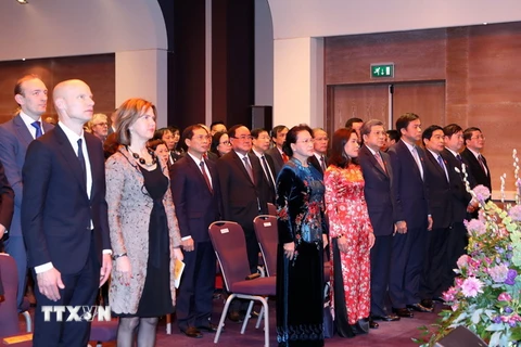 Chủ tịch Quốc hội Nguyễn Thị Kim Ngân tham dự Lễ kỷ niệm 45 năm thiết lập quan hệ ngoại giao Việt Nam-Hà Lan. (Ảnh: Trọng Đức/TTXVN)