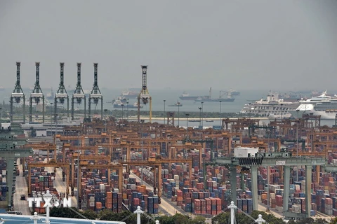 Cảng hàng hóa Tanjong Pagar ở Singapore. (Nguồn: AFP/TTXVN)