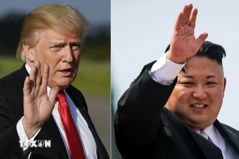 Tổng thống Mỹ Donald Trump (trái) và nhà lãnh đạo Triều Tiên Kim Jong-un. (Nguồn: AFP/TTXVN)