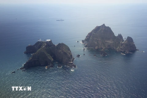 Quần đảo tranh chấp mà Hàn Quốc gọi là Dokdo trong khi Nhật Bản gọi là Takeshima. AFP/TTXVN.