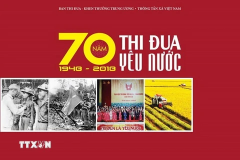 Bìa cuốn sách ''70 năm thi đua yêu nước (1948-2018).'' Ảnh: TTXVN)