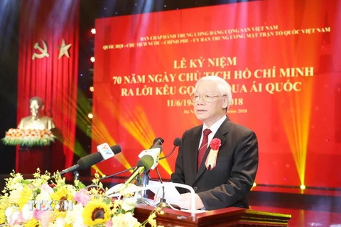 Tổng Bí thư Nguyễn Phú Trọng phát biểu chỉ đạo. (Ảnh: Trí Dũng/TTXVN)