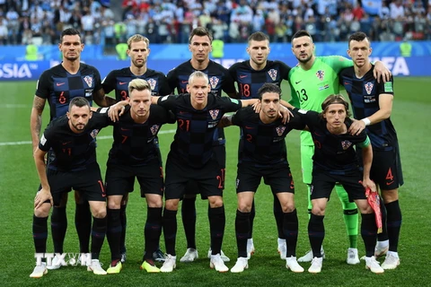 Đội tuyển quốc gia Croatia trước trận gặp Argentina ở Nizhny Novgorod, Nga ngày 21/6. (Nguồn: THX/TTXVN)