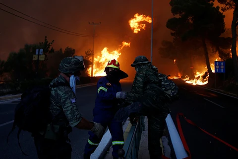 Quang cảnh vụ cháy rừng tại Hy Lạp. (Nguồn: Reuters)