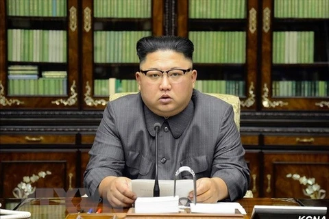 Nhà lãnh đạo Triều Tiên Kim Jong-un phát biểu tại Bình Nhưỡng. (Nguồn: Yonhap/TTXVN)