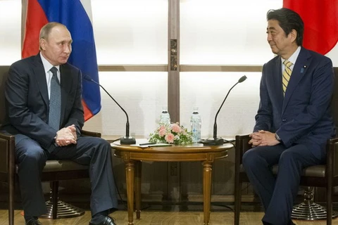 Thủ tướng Nhật Bản Shinzo Abe và Tổng thống Nga Vladimir Putin trong một cuộc gặp. (Nguồn: EPA)