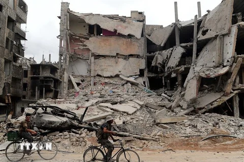Quang cảnh đổ nát tại Syria. (Nguồn: TTXVN phát)