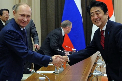 Tổng thống Nga Vladimir Putin và Thủ tướng Nhật Bản Shinzo Abe. (Nguồn: AP)