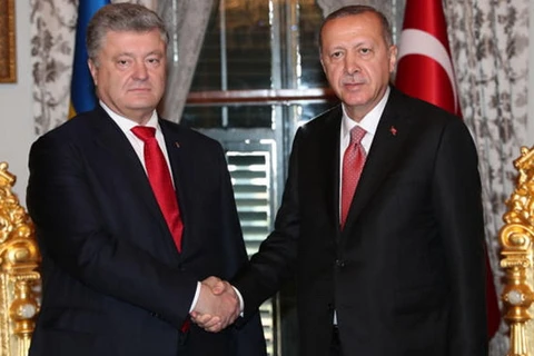 Tổng thống Thổ Nhĩ Kỳ Recep Tayyip Erdogan (phải) và người đồng cấp Ukraine Petro Poroshenko. (Nguồn: hurriyetdailynews.com)