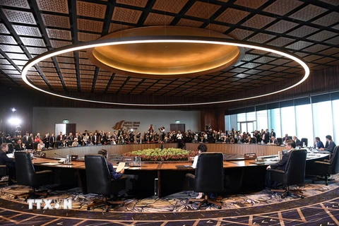 Toàn cảnh một phiên họp tại Hội nghị Cấp cao APEC ở Port Moresby, Papua New Guinea, ngày 18/11/2018. (Ảnh: AFP/TTXVN)