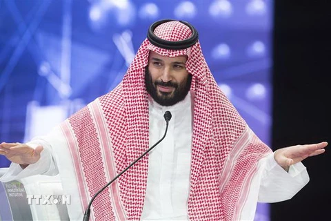 Thái tử Saudi Arabia Mohammed bin Salman phát biểu trong một hội nghị tại thủ đô Riyadh ngày 24/10/2018. 9Ảnh: AFP/TTXVN)