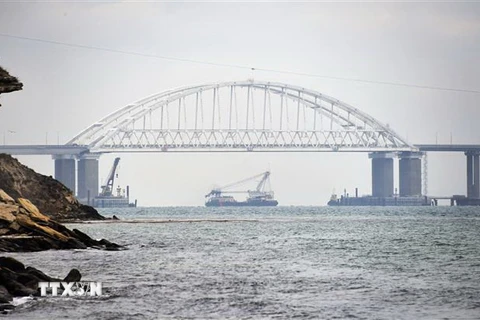 Eo biển Kerch, nơi xảy ra vụ đụng độ giữa tàu tuần duyên Nga và tàu hải quân Ukraine xâm nhập trái phép lãnh hải Nga ngày 25/11/2018. (Ảnh: TTXVN phát)