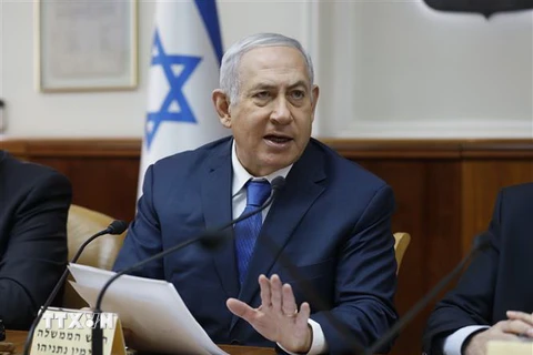 Thủ tướng Israel Benjamin Netanyahu trong cuộc họp nội các tại Jerusalem ngày 16/12/2018. (Ảnh: AFP/TTXVN)