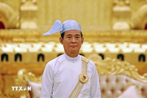 Tổng thống Myanmar U Win Myint tại một sự kiện ở Naypyidaw. (Ảnh: AFP/TTXVN)