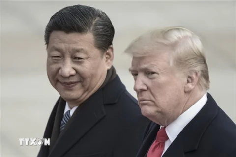 Chủ tịch Trung Quốc Tập Cận Bình (trái) và Tổng thống Mỹ Donald Trump trong cuộc gặp tại Bắc Kinh ngày 9/11/2017. (Ảnh: AFP/TTXVN)