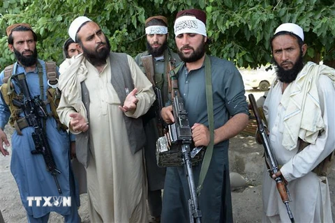 Các tay súng Taliban tại khu vực ngoại ô Jalalabad, tỉnh Nangarhar, Afghanistan, ngày 16/6/2018. (Ảnh: AFP/TTXVN)