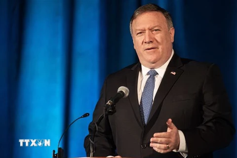 Ngoại trưởng Mỹ Mike Pompeo tại cuộc họp báo ở Washington, DC. (Ảnh: AFP/TTXVN)