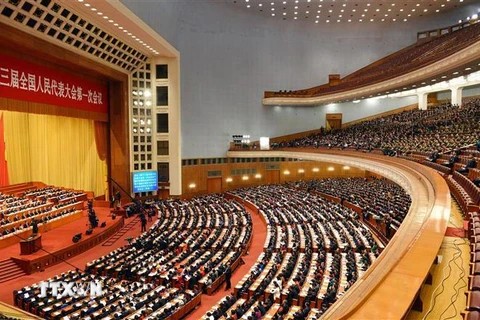 Kỳ họp thứ nhất Quốc hội Trung Quốc Khóa 13. (Ảnh: Vĩnh Hà/TTXVN)