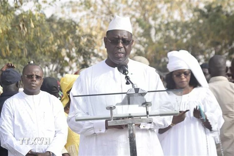 Tổng thống Senegal Macky Sall phát biểu tại Fatick, Senegal. (Ảnh: THX/TTXVN)