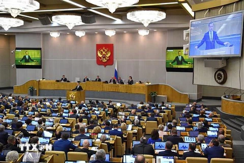 Một phiên họp Duma Quốc gia (Hạ viện) Nga tại Moskva. (Ảnh: AFP/TTXVN)
