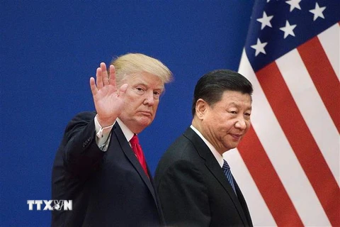Tổng thống Mỹ Donald Trump (trái) trong cuộc gặp Chủ tịch Trung Quốc Tập Cận Bình tại Bắc Kinh ngày 9/11/2017. (Ảnh: AFP/TTXVN)