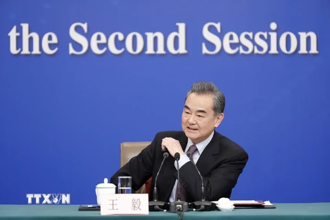 Bộ trưởng Ngoại giao Trung Quốc Vương Nghị phát biểu trong cuộc họp báo bên lề Kỳ họp thứ hai Đại hội Đại biểu Nhân dân toàn quốc (Quốc hội) Trung Quốc tại Bắc Kinh ngày 8/3/2019. (Ảnh: THX/TTXVN)