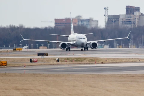 Máy bay Boeing 737 Max 8 hạ cánh tại sân bay Reagan ở Washington D.C., Mỹ, ngày 13/3/2019. (Ảnh: THX/ TTXVN)