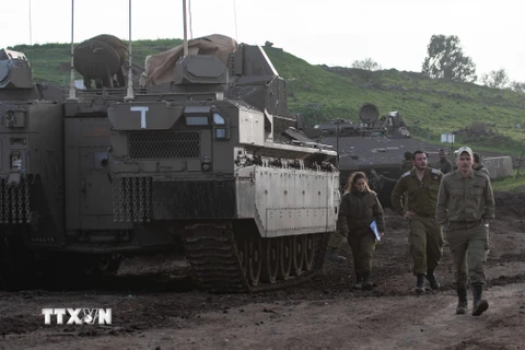 Binh sỹ Israel được triển khai tại Cao nguyên Golan do Israel chiếm đóng, ngày 25/3/2019. (Ảnh: THX/TTXVN)