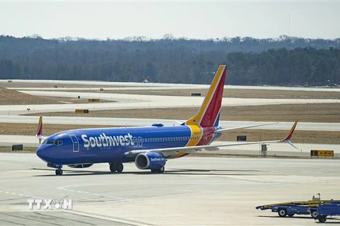 Máy bay của hãng hàng không Southwest Airlines tại sân bay quốc tế Baltimore Washington, gần Baltimore, Maryland, Mỹ, ngày 13/3/2019. (Ảnh: AFP/TTXVN)