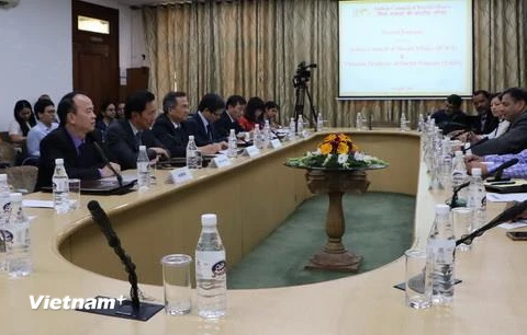 Đối thoại lần 2 giữa Hội đồng Các vấn đề thế giới của Ấn Độ (ICWA) và Viện Hàn lâm Khoa học xã hội Việt Nam (VASS). (Ảnh: Huy Lê/Vietnam+)