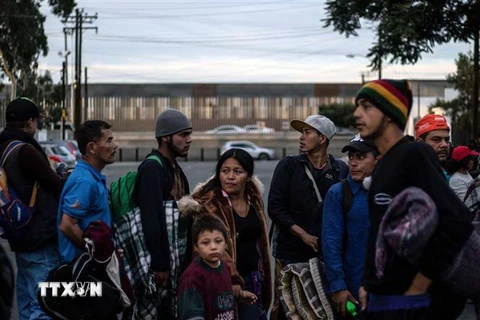 Người di cư từ các nước Trung Mỹ đổ về Tijuana gần biên giới giữa Mexico và Mỹ. (Ảnh: AFP/TTXVN)