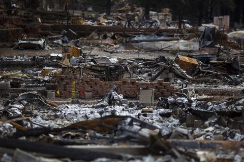 Quang cảnh đổ nát sau vụ cháy rừng ở California năm 2018. (Nguồn: Los Angeles Times)