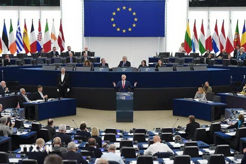 Một cuộc họp của Nghị viện châu Âu ở Strasbourg, Pháp, ngày 17/4. (Ảnh: AFP/TTXVN)