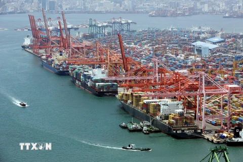 Quang cảnh cảng hàng hóa Busan, cách thủ đô Seoul của Hàn Quốc 450km về phía đông bắc. (Ảnh: AFP/TTXVN)