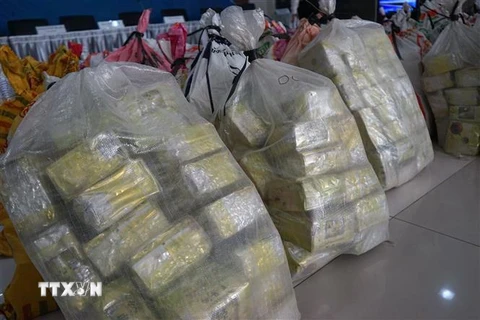 Số ma túy đá bị lực lượng chức năng Thái Lan thu giữ trong chiến dịch truy quét ma túy tại Bangkok ngày 5/6/2019. (Ảnh: AFP/TTXVN)