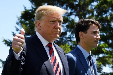 Tổng thống Mỹ Donald Trump và Thủ tướng Canada Justin Trudeau. (Nguồn: Getty images)