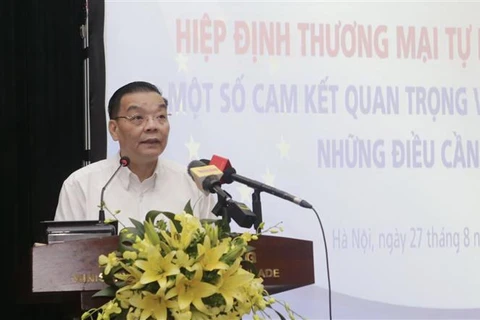 Bộ trưởng Bộ Khoa học và Công nghệ Chu Ngọc Anh phát biểu tại hội nghị. (Ảnh: Trần Việt/TTXVN)
