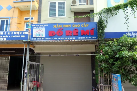 Cơ sở mầm non tư thục Đồ Rê Mí, xã Hoàn Sơn, huyện Tiên Du, tỉnh Bắc Ninh. (Ảnh: Đinh Văn Nhiều/TTXVN)