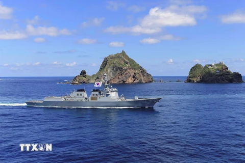 Quần đảo Dokdo hiện do Hàn Quốc kiểm soát nhưng Nhật Bản cũng tuyên bố chủ quyền và gọi là Takeshima, ngày 25/8/2019. (Ảnh: AFP/TTXVN)