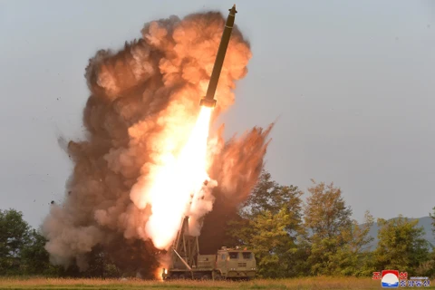Một vụ thử vũ khí của Triều Tiên tại tỉnh Nam Pyongan, Triều Tiên ngày 10/9/2019. (Ảnh: Yonhap/TTXVN)