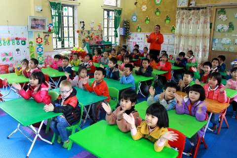 Lớp học mầm non tại xã Đông Phương, huyện Đông Hưng, Thài Bình. (Ảnh: Thế Duyệt/TTXVN) 