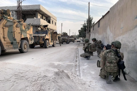 Các lực lượng Thổ Nhĩ Kỳ tại thị trấn Tal Abyad, miền Bắc Syria ngày 18/10/2019. (Ảnh: THX/TTXVN)